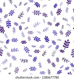 Dark Blue, Red vector seamless natural background with leaves, branches. Illustration with doodles on abstract template. Pattern for design of fabric, wallpapers.