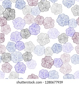 Dark Blue, Red vector seamless doodle backdrop with flowers. Colorful illustration in doodle style with flowers. Pattern for design of fabric, wallpapers.