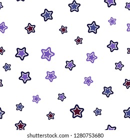 Dark Blue, Red vector seamless layout with bright stars. Blurred decorative design in simple style with stars. Pattern for design of fabric, wallpapers.