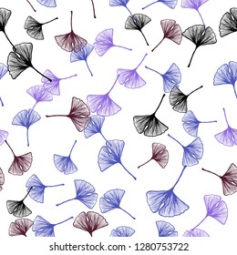 Dark Blue, Red vector seamless doodle texture with leaves. Blurred decorative design in Indian style with leaves. Template for business cards, websites.