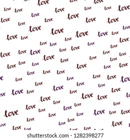 Dark Blue, Red vector seamless pattern with phrase LOVE YOU. Colorful illustration with quote LOVE YOU in celebration style. Texture for window blinds, curtains.
