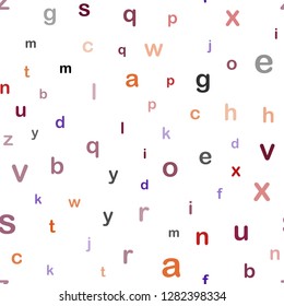 Dark Blue, Red vector seamless template with isolated letters. Modern geometrical illustration with ABC english symbols. Pattern for design of fabric, wallpapers.