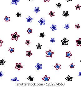Dark Blue, Red vector seamless pattern with christmas stars. Stars on blurred abstract background with gradient. Template for business cards, websites.