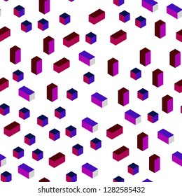 Dark Blue, Red vector seamless, isometric texture in rectangular style. Modern abstract illustration with colorful rectangles. Template for business cards, websites.
