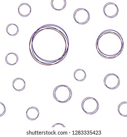 Dark Blue, Red vector seamless template with circles. Blurred bubbles on abstract background with colorful gradient. Texture for window blinds, curtains.