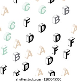 Dark Blue, Red vector seamless backdrop with 3D english symbols. Colorful gradient design in 3D style with signs of alphabet. Design for wallpaper, fabric makers.