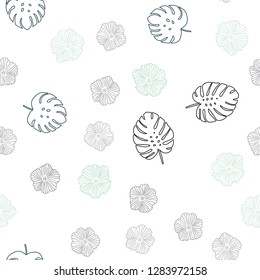 Dark Blue, Red vector seamless elegant background with flowers, leaves. Colorful abstract illustration with leaves in doodle style. Design for wallpaper, fabric makers.