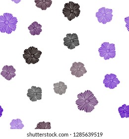 Dark Blue, Red vector seamless elegant background with flowers. Sketchy doodle flowers on white background. Texture for window blinds, curtains.