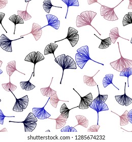 Dark Blue, Red vector seamless elegant wallpaper with leaves. Colorful illustration in doodle style with leaves. Design for textile, fabric, wallpapers.