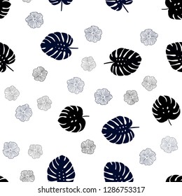 Dark Blue, Red vector seamless elegant wallpaper with flowers, leaves. Creative illustration in blurred style with leaves, flowers. Template for business cards, websites.