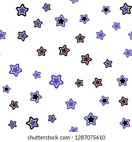 Dark Blue, Red vector seamless pattern with christmas stars. Glitter abstract illustration with colored stars. Texture for window blinds, curtains.