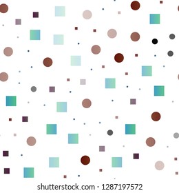 Dark Blue, Red vector seamless cover with circles, cubes. Colorful gradient with circles, rectangles on abstract backdrop. Trendy design for wallpaper, fabric makers.