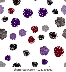 Dark Blue, Red vector seamless natural artwork with flowers, leaves. Colorful abstract illustration with leaves in doodle style. Template for business cards, websites.