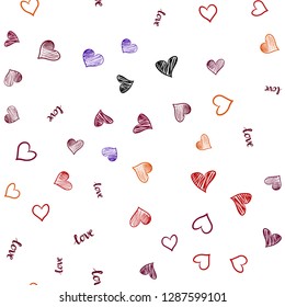 Dark Blue, Red vector seamless template with text LOVE YOU, hearts. Colorful illustration with quote LOVE YOU, hearts. Template for business cards, websites.