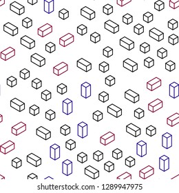Dark Blue, Red vector seamless, isometric background with rectangles. Beautiful illustration with rectangles and squares. Pattern for design of fabric, wallpapers.