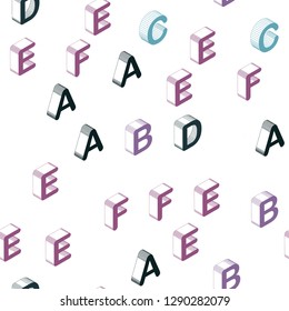 Dark Blue, Red vector seamless template with 3D isolated letters. Abstract illustration with colorful 3D latin alphabet. Texture for window blinds, curtains.