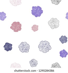Dark Blue, Red vector seamless elegant wallpaper with flowers. Abstract illustration with flowers in doodles style. Texture for window blinds, curtains.