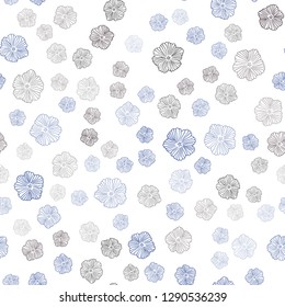 Dark Blue, Red vector seamless doodle background with flowers. Colorful illustration in doodle style with flowers. Design for textile, fabric, wallpapers.