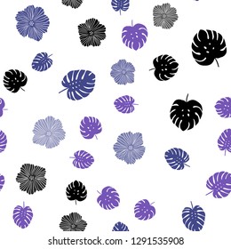 Dark Blue, Red vector seamless abstract design with flowers, leaves. Modern abstract illustration with leaves and flowers. Template for business cards, websites.