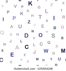 Dark Blue, Red vector seamless background with signs of alphabet. Shining illustration with ABC symbols on abstract template. Texture for window blinds, curtains.