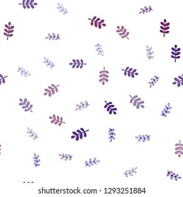 Dark Blue, Red vector seamless doodle pattern with leaves. A vague abstract illustration with leaves in doodles style. Design for wallpaper, fabric makers.