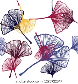 Dark Blue, Red vector seamless natural background with leaves. Colorful abstract illustration with leaves in doodle style. Template for business cards, websites.