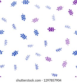 Dark Blue, Red vector seamless natural pattern with leaves. Decorative illustration with doodles on abstract template. Pattern for design of fabric, wallpapers.