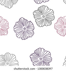 Dark Blue, Red vector seamless natural pattern with flowers. Colorful illustration in doodle style with flowers. Texture for window blinds, curtains.