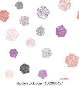 Dark Blue, Red vector seamless elegant template with flowers. Colorful illustration in doodle style with flowers. Texture for window blinds, curtains.