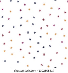 Dark Blue, Red vector seamless cover with beautiful snowflakes. Shining colorful illustration with snow in christmas style. Texture for window blinds, curtains.