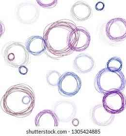 Dark Blue, Red vector seamless pattern with spheres. Blurred bubbles on abstract background with colorful gradient. Template for business cards, websites.