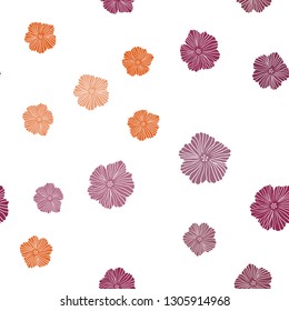 Dark Blue, Red vector seamless doodle pattern with flowers. Decorative design of flowers on white background. Texture for window blinds, curtains.