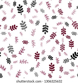 Dark Blue, Red vector seamless elegant wallpaper with leaves, branches. Sketchy doodles on white background. Pattern for trendy fabric, wallpapers.