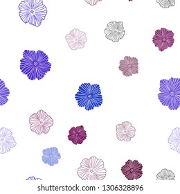 Dark Blue, Red vector seamless elegant pattern with flowers. Colorful illustration in doodle style with flowers. Template for business cards, websites.