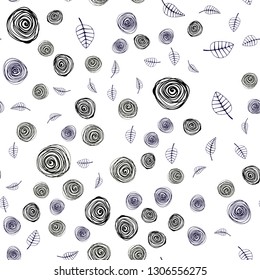 Dark Blue, Red vector seamless natural pattern with leaves and flowers. Glitter abstract illustration with leaves and flowers. Pattern for design of fabric, wallpapers.