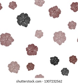 Dark Blue, Red vector seamless doodle backdrop with flowers. Flowers in natural style on white background. Pattern for design of fabric, wallpapers.