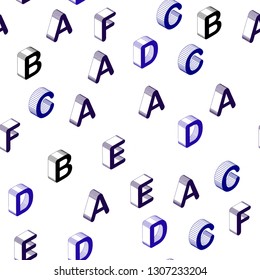 Dark Blue, Red vector seamless pattern with 3D ABC symbols. Colorful 3D alphabet signs with gradient on white background. Pattern for design of fabric, wallpapers.