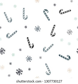 Dark Blue, Red vector seamless background with sweet xmas lollipops.