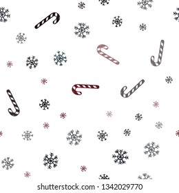 Dark Blue, Red vector seamless background with tasty xmas sweets.