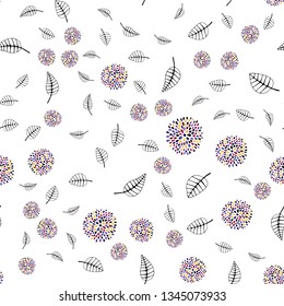 Dark Blue, Red vector seamless elegant pattern with leaves, flowers. An elegant bright illustration with leaves and flowers. Template for business cards, websites.