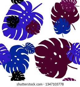 Dark Blue, Red vector seamless doodle backdrop with leaves. Doodle illustration of leaves in Origami style with gradient. Design for wallpaper, fabric makers.