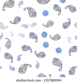 Dark Blue, Red vector seamless natural artwork with leaves and flowers. Leaves and flowers with gradient on white background. Pattern for design of fabric, wallpapers.
