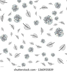 Dark Blue, Red vector seamless doodle pattern with leaves, flowers. Shining colorful illustration with leaves, flowers. Pattern for design of fabric, wallpapers.
