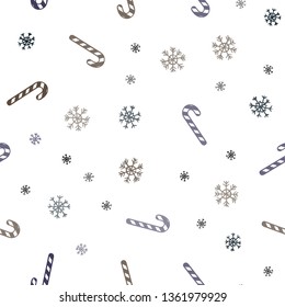 Dark Blue, Red vector seamless background with tasty xmas sweets.