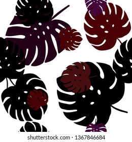 Dark Blue, Red vector seamless doodle background with leaves. Colorful abstract illustration with leaves in doodle style. Pattern for trendy fabric, wallpapers.