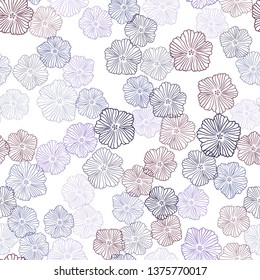 Dark Blue, Red vector seamless elegant pattern with flowers. Flowers in natural style on white background. Texture for window blinds, curtains.