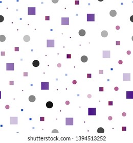 Dark Blue, Red vector seamless backdrop with dots, spots, cubes. Decorative design in abstract style with circles, rectangles. Trendy design for wallpaper, fabric makers.
