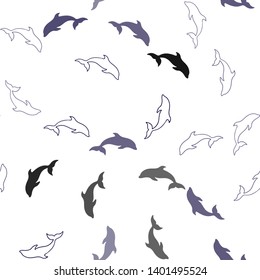 Dark Blue, Red vector seamless texture with dolphins. Isolated sea dolphins on white background. Pattern for websites of animals.