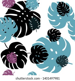 Dark Blue, Red vector seamless elegant template with leaves. Brand new colored illustration in blurry style with leaves. Design for textile, fabric, wallpapers.