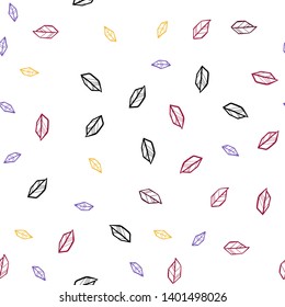 Dark Blue, Red vector seamless doodle backdrop with leaves. A vague abstract illustration with leaves in doodles style. Pattern for design of fabric, wallpapers.